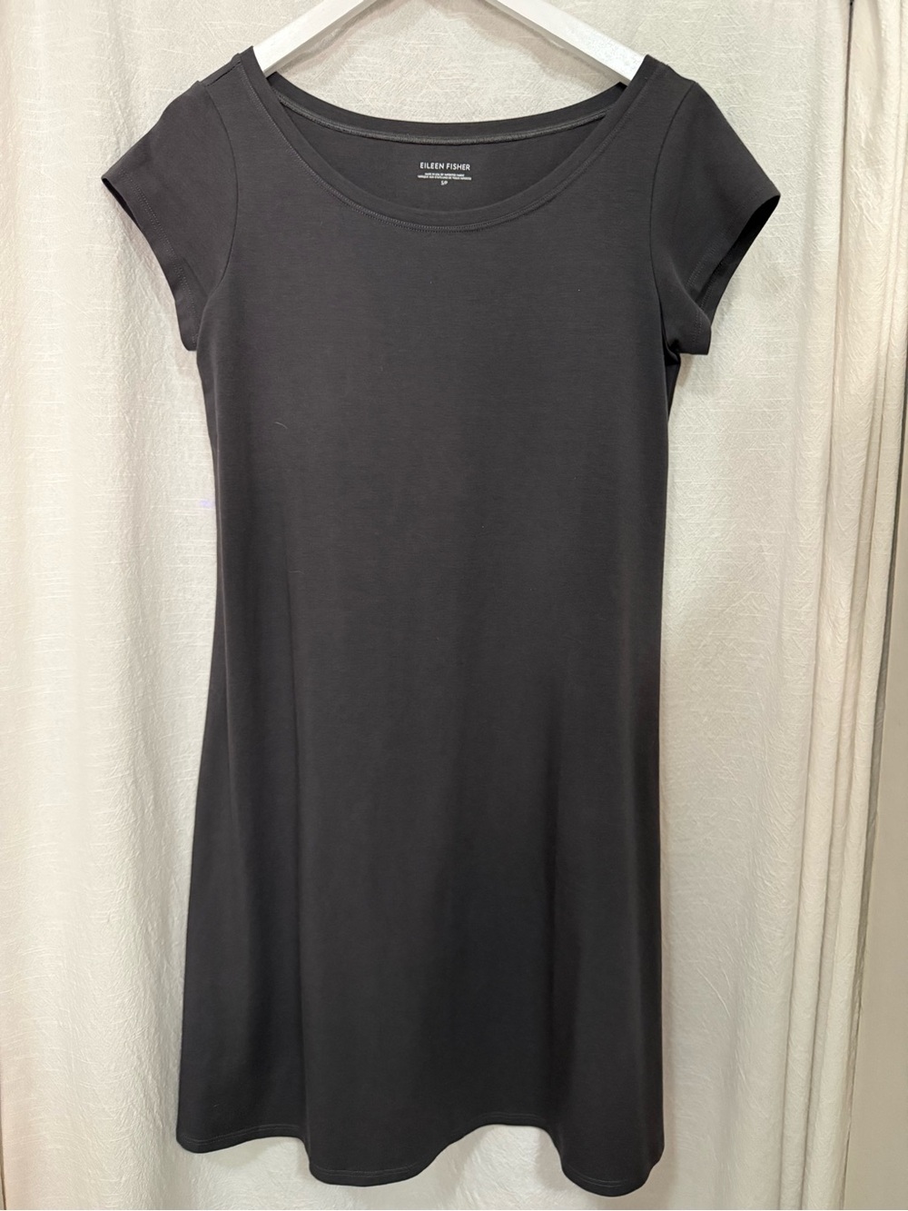 Eileen Fisher Graphite Grey Crewneck Knit Dress sz S
